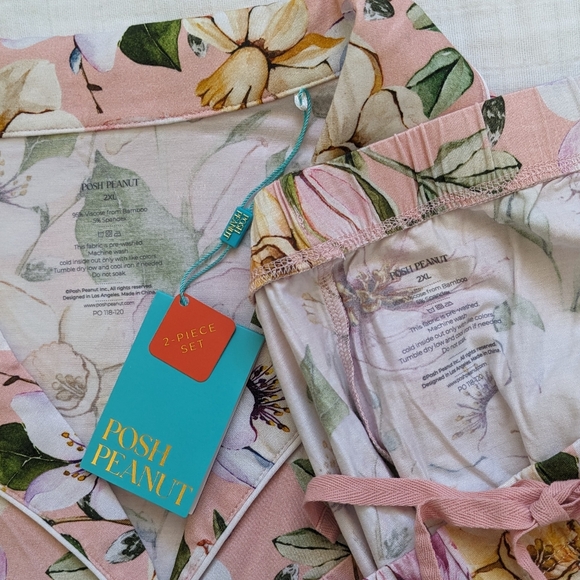 Posh Peanut Luxe Pajamas Set Margot Floral Long Sleeve Bamboo Women 2XL NWT - Picture 3 of 10